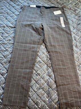 Women’s  Gray Windowpane Stretch Dress Pants high rise